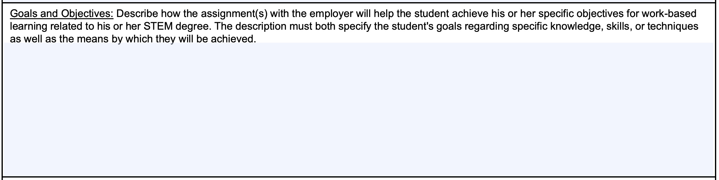 form I-983 Goals and Objectives