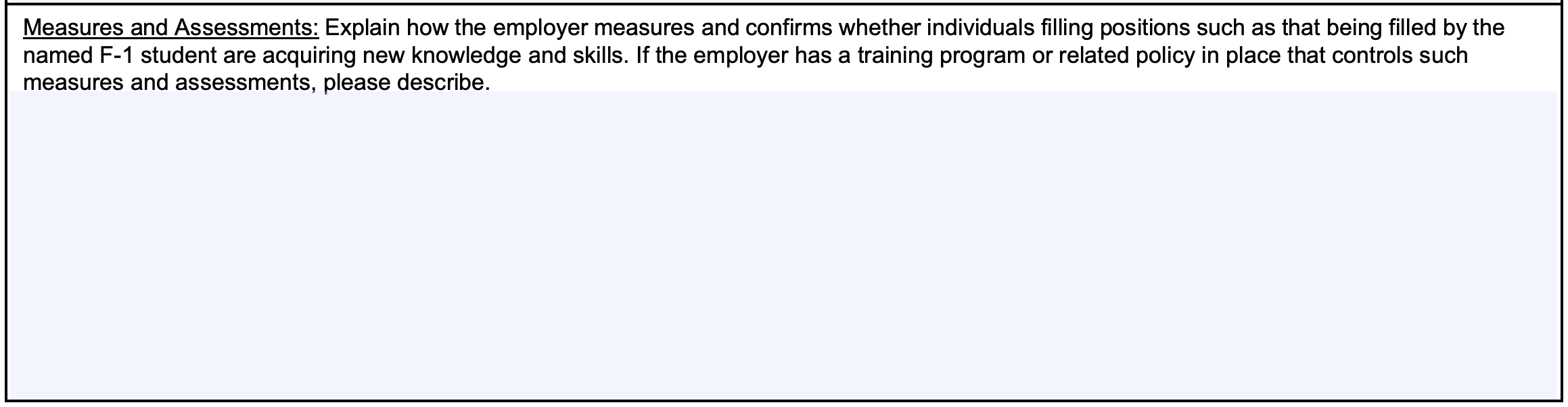 form I-983 Measures and Assessments